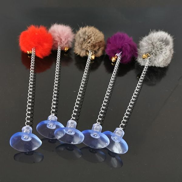 

cat toys teaser interactive plush spring wand kitten toy ball with sucker bell funny favor training dorakitten pet