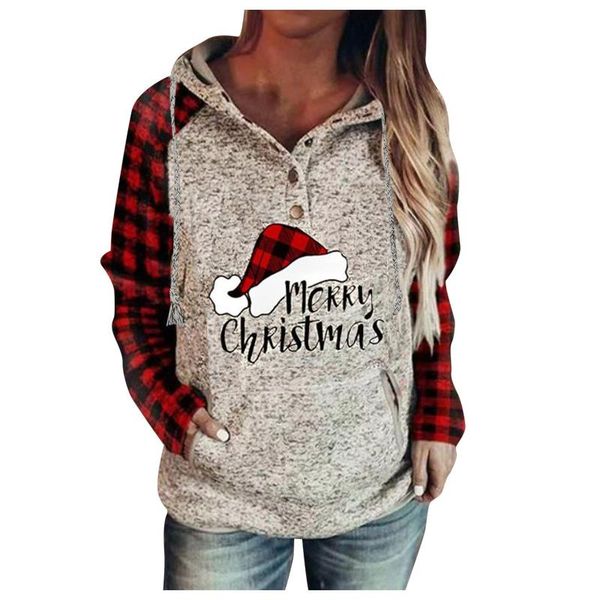 

women's hoodies & sweatshirts 2022 christmas snowman c dwarf print button down long sleeve pullover plaid with pocket, Black