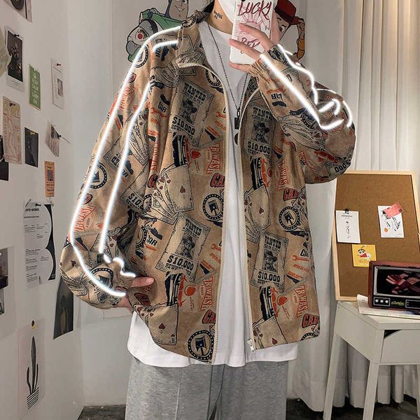 

jacket korean loose casual coat trend versatile youth reflective autumn men's wear, Black;brown