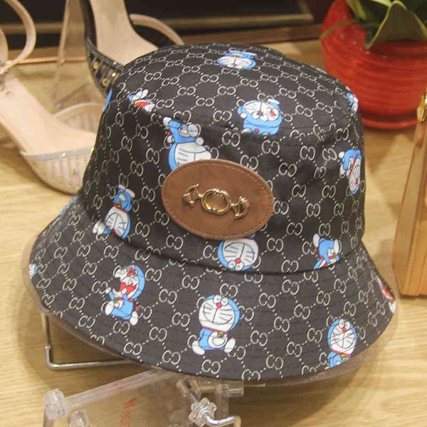 

design new color fisherman's cartoon robot cat presbyopia letter print sunshade and sunscreen show washbasin hat, Blue;gray