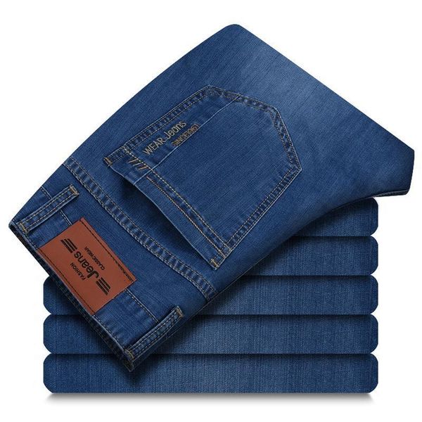 

2021 spring mode streetwear men losse casual new brand designer hip hop right jeans plus size, Blue