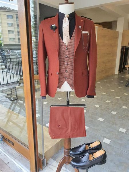 

men's suits & blazers (jacket+pants+vest) special men suit slim fit plaid vest autumn fashion male wedding 3 piece causual blazer cloth, White;black