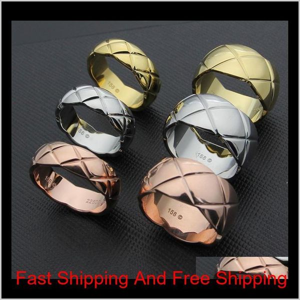 

classic stainless steel wide narrow edition geometric couple ring 18k gold rings for women love jewelry accessories ezfpb hgjx6, Golden;silver