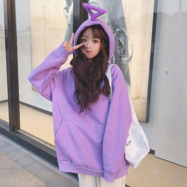 

women's hoodies & sweatshirts nicemix women hoodie sweatshirt long-sleeved purple female loose hooded thick coat autumn winter pullover, Black