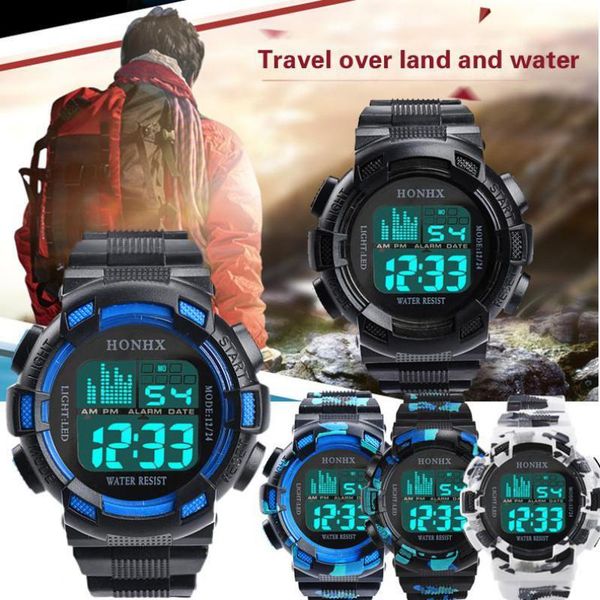 

wristwatches watches men's quartz hour analog led digital sports watch men army date wrist, Slivery;brown