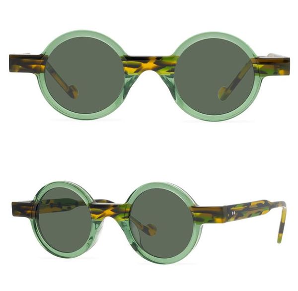 Markendesigner Herren Sonnenbrille Grau Braune Linse Sonnenbrille Kleine Runde Brille Damen Sonnenbrille Vintage Handgefertigte Brille mit Box