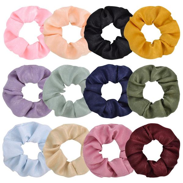 

fashions 12 colors new ins girls chiffon scrunchies elastic hairbands ponytail holder flower hair band rope women hair accessories, Golden;silver
