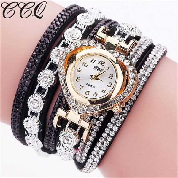 

wristwatches ccq brand fashion women watches vintage rhinestone crystal bracelet dial analog quartz ladies wrist watch, Slivery;brown