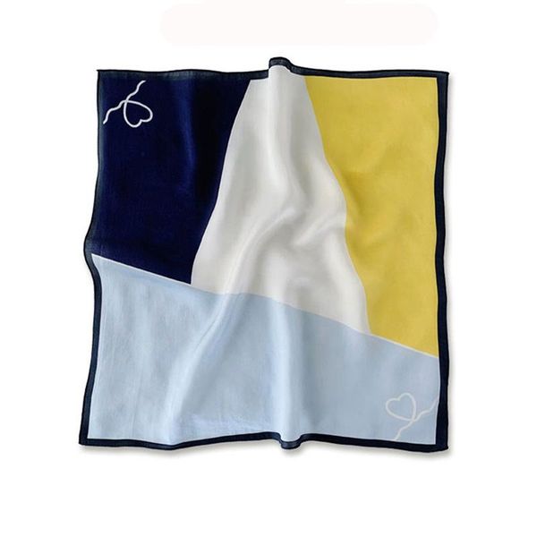 

dolphin small square scarves 53x53 100% nature silk large color block stitching bandanas vintage headbands scarf kerchief, Blue;gray