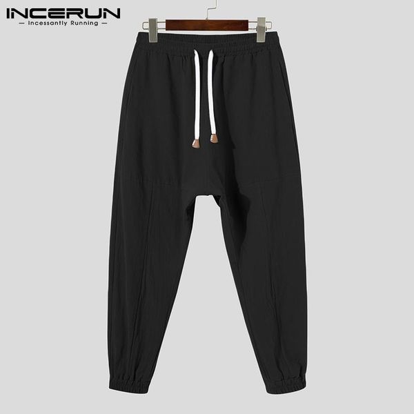 

men's pants incerun trousers stylish style loose pantalons male all-match simple casual streetwear wide-leg s-5xl 2021, Black