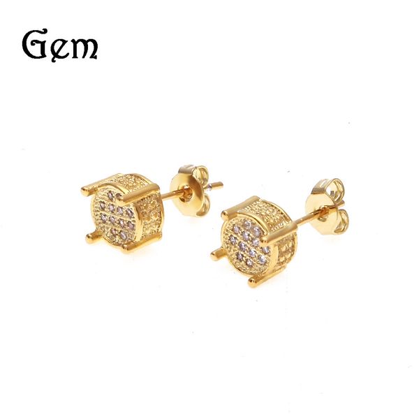 

hip hop micro set earrings zircon micro set round earrings, Silver