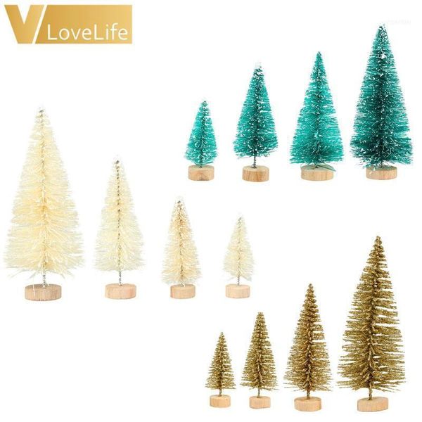 

christmas decorations 4pcs wood mini tree year's artificial fake pine on the table1