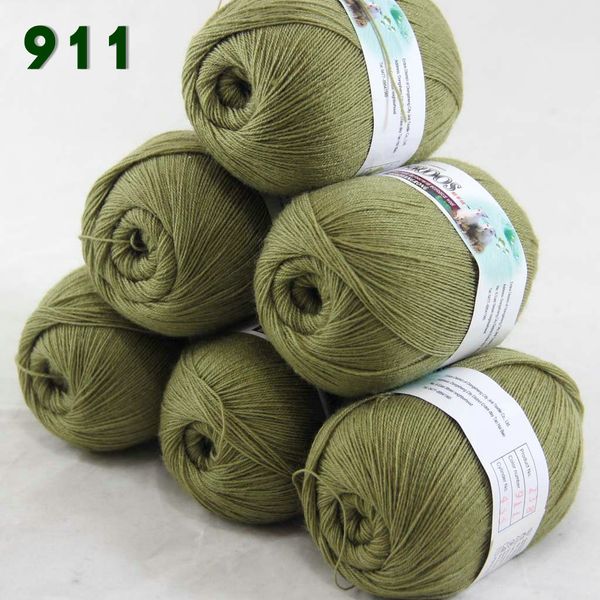 

lot 6 skeins lace soft acrylic wool 5% cashmere yarn hand knitting 238-911-6 moss green, Black;white