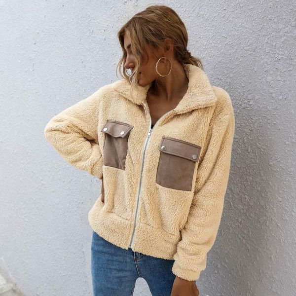 

women's jackets 2021 fashion women loose big fur collar jacket coat casual solid zipper long sleeve overcoat undefined, Black;brown