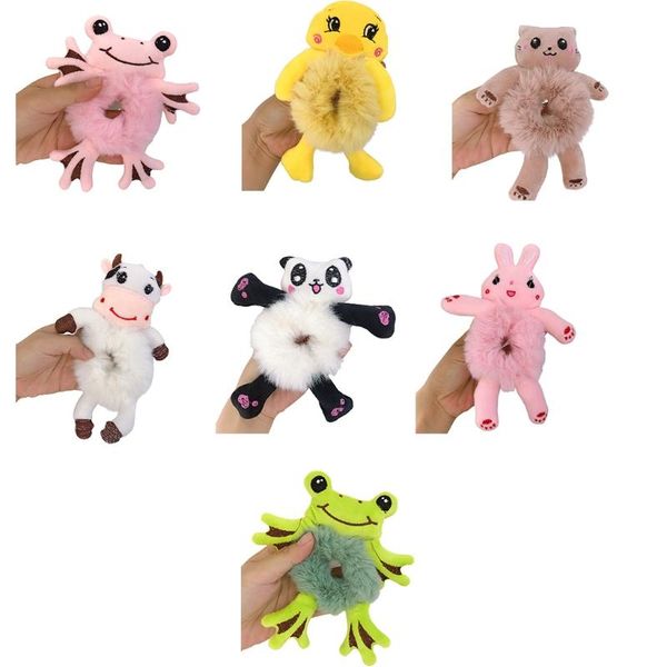 

hair accessories elastic ties cute cartoon animal panda ponytail holders for girls teens lovely scrunchies supplies, Slivery;white