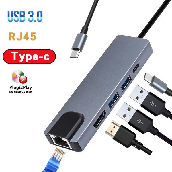 

hubs usb-c docking station type-c hub with power supply -compatible usb 3.0 adapters multi-function plug and play switch splitter