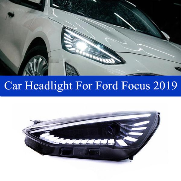 Conjunto de luz de cabeça de sinal de mudança de direção para carro Streamer para Ford Focus DRL LED farol alto farol acessórios para automóveis