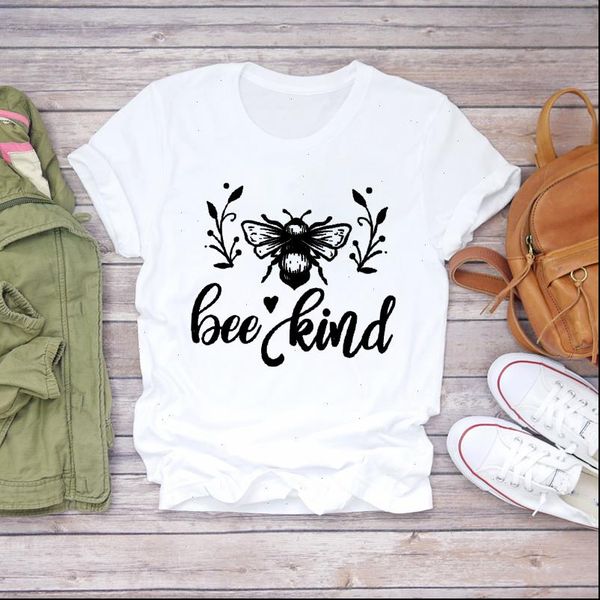 

women animal bee letter casual printing 90s fashion ladies print lady t shirts womens graphic t shirt female tee t shirt, White