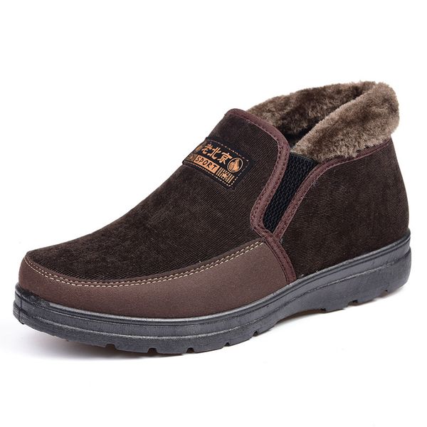 

mens boots 2019 fashion warm fur winter shoes men male shoes black slip-on snow boots non-slip comfortable winter boots
