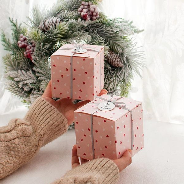 

gift wrap 2pcs/lot 9*9*9cm square handmade diy box candy apple christmas packing small fresh paper