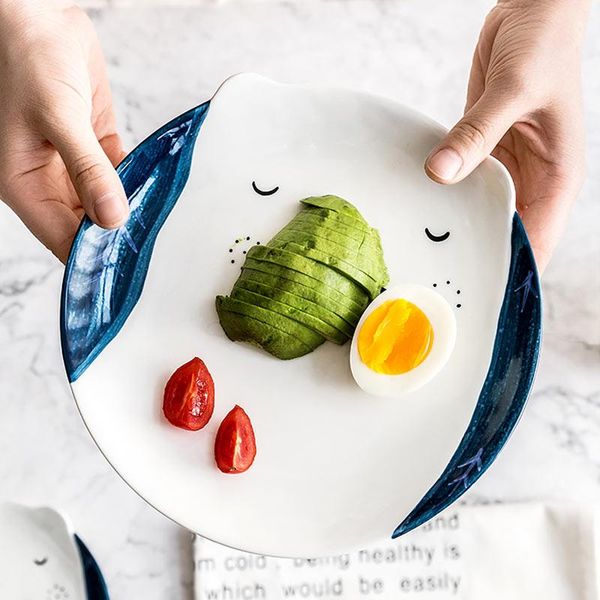 

dishes & plates korea creative breakfast steak children's fruit plate 6 or 8 inch hand painted animal dish cutlery cartoon ceramic plat