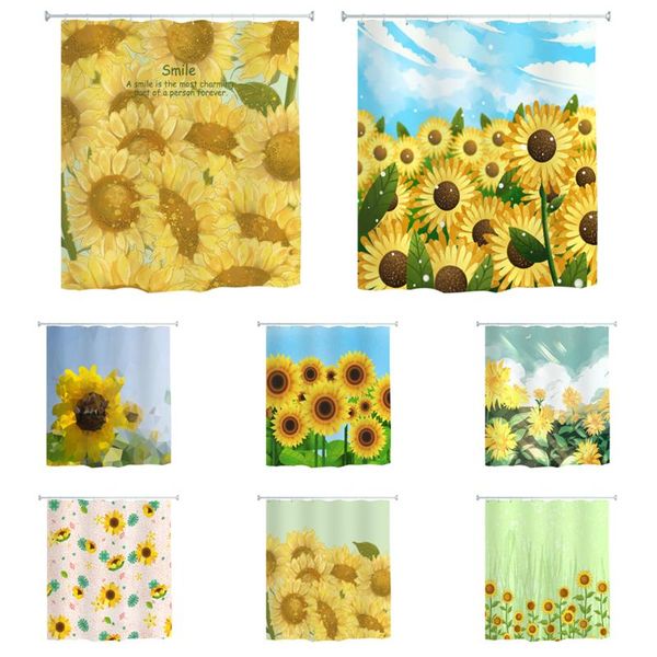 

curtain & drapes mildew resistant bath bathroom decor sunflower printed shower home el waterproof bathtub cover 180 x 180cm