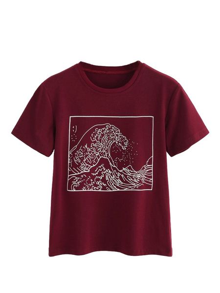 

women's short sleeve casual graphic print tee shirt (medium, red), White;black