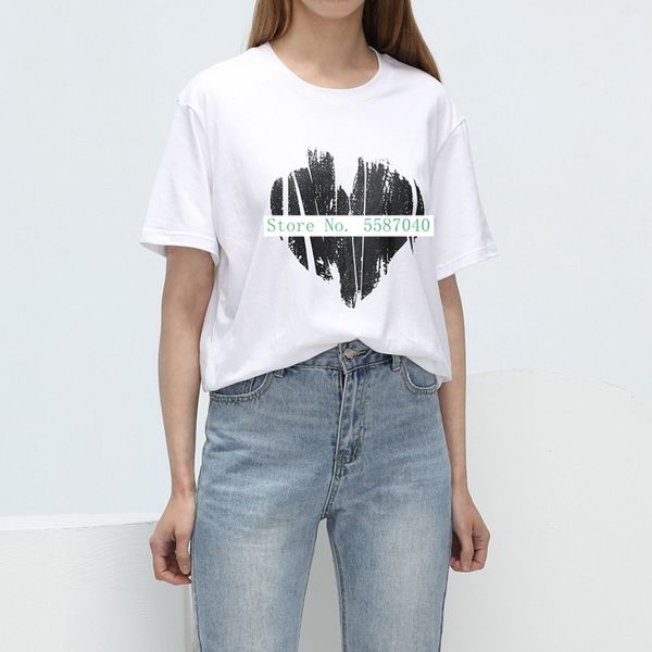

2021 new fashion all-match round neck short sleeve love letter printing casual white t-shirt women kc7z