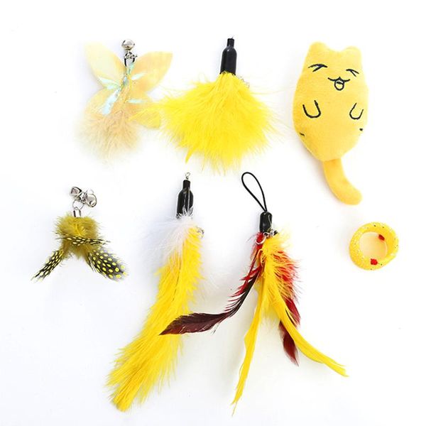 

cat toys supplies teasing stick set interactive funny 8pcs wand refills teaser wands chew pet products