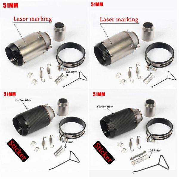 

51mm exhaust pipe carbon fiber motorcycle escape 61mm for s1000rr f800r xadv r3 gsx250r pcx125 z300 nmax155 r6 r15 v3 db killer