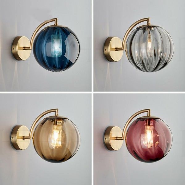 

wall lamps modern glass ball sconce light fixture nordic golden bedside indoor living room lighting luminaire home decoration hallway