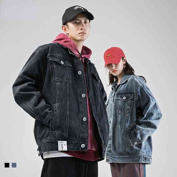 

men's jackets denim jacket autumn and winter new washed loose lapels casual coat 8law, Black;brown