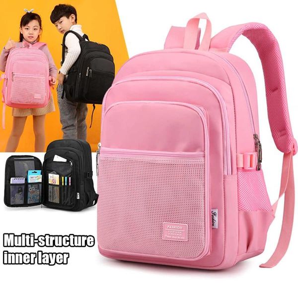 

backpack waterproof solid large school bag for girls boys orthopedic nylon children bags student mochila 2021