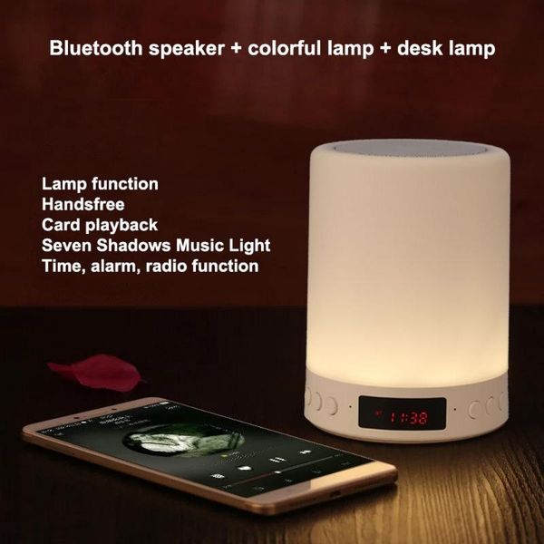 

colorful light bluetooth speaker touch lamp magnetic wireless led nightlight built-in mic portable alarm clock desk table lamp