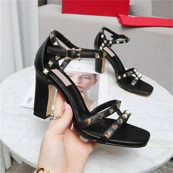 

2021 r women dress sandals summer fashion ladies high heel slippers luxurys woman office party slides box large, Black
