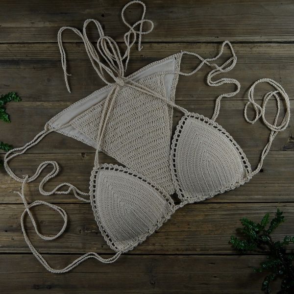 

beach handmade crocheted bikini set, lining cup crochet swimwear .honeymoon hippie, swimming pools, spas yacht surf bikini