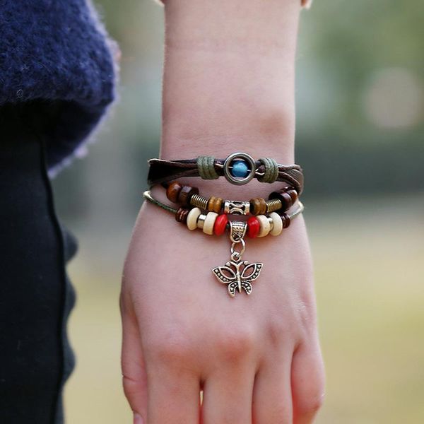 

charm bracelets fashion wrap truth leather treaty wholesale star shape ethinc wrist bracelet and bangle holiday jewelry gift, Golden;silver