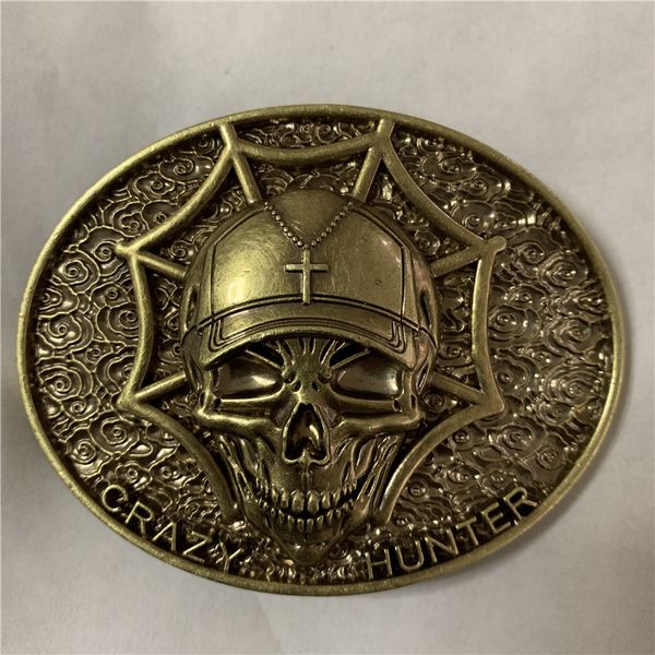 

3d crazy skull western cowboy belt buckle for fashion mens belts accessories, Slivery;black