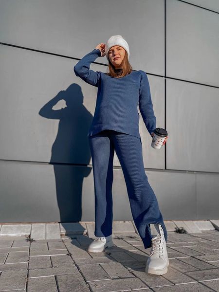 

knitted western style fashion women 2021 new trendy korean temperament sweater wide leg pants casual two-piece suit qkf0, White