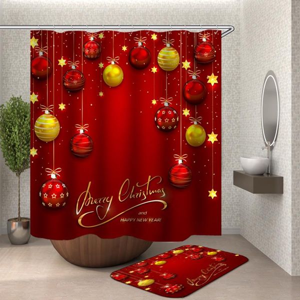 

christmass bathroom curtain bolas navidad cortina baÃ±o waterproof bath curtains shower