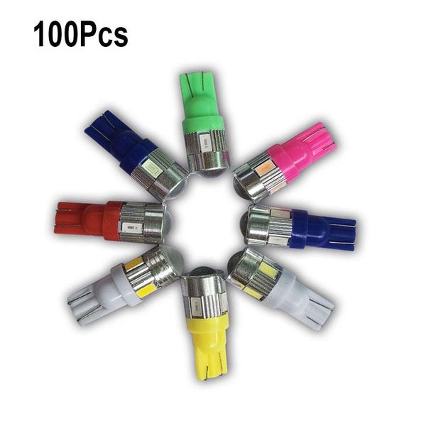 

emergency lights 100x car t10 led bulb 6 smd 12v white 6500k w5w signal light auto interior wedge side license plate lamps 5w5 194 168