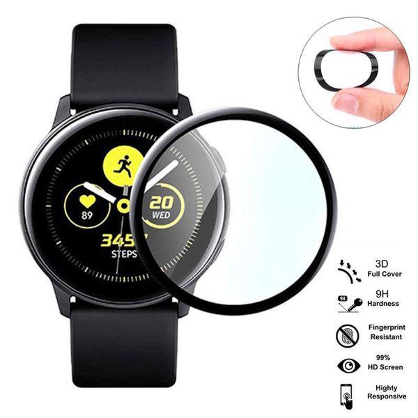 

watch bands 2pcs soft protective film for samsung galaxy active 2 40mm 44mm 3d curved full cover clear screen protector not glass, Black;brown