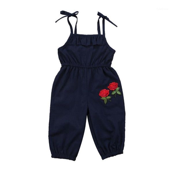 

clothing sets drop cute kids girls strap flower sleeveless romper suspender embroidered jumpsuit playsuit outfits children's1, White
