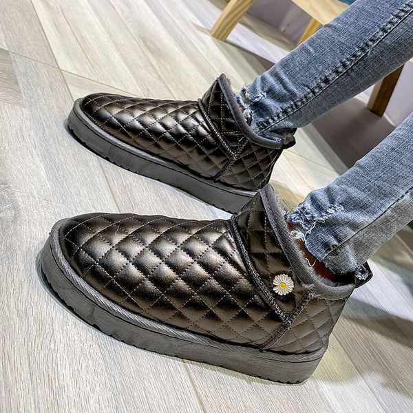 

boots women's water-resistant and shiny snow boots, long ankle-lift shoes for women, warm winter z4dk, Black