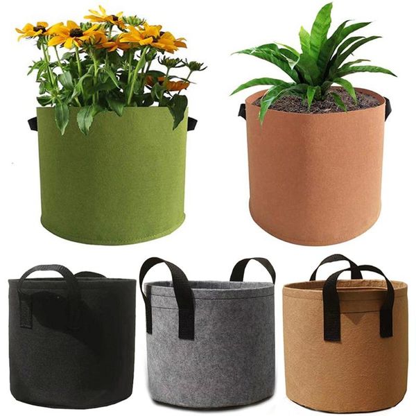 Pflanzer Töpfe 2/3/5/7/10 Gallonen Pflanze Wachsen Tasche Gewächshaus Outdoor Garten Blume Gemüse Kartoffel samen Wachsenden Container Stoff Topf Mit Ha