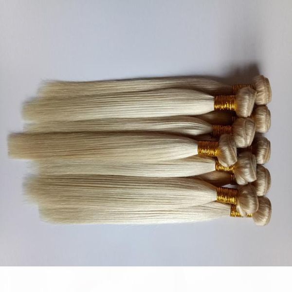 

european virgin human hair weft blonde #613 double weft peruvian remy hair 3 4 5bundles brazilian unprocessed straight human hair extensions, Black