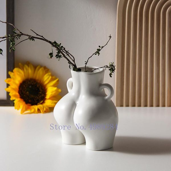Vasi Vaso in ceramica a forma di corpo umano Ragazza nuda nuda Disposizione floreale in ceramica Decorazione creativa per la casa moderna