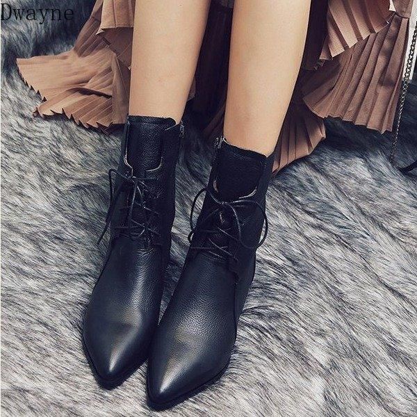 

boots 2021 spring and autumn soft leather velvet tie black winter platform women's
