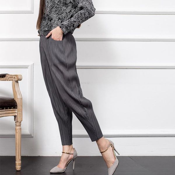 

women's pants & capris female great elastic pleated fashion draped pencil trousers good lighter breathable wq1246, Black;white