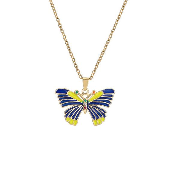 

pendant necklaces summer women suitable size vintage insect yellow blue green colors moissanite butterfly lover kawaii dainty luxury neck ch, Silver